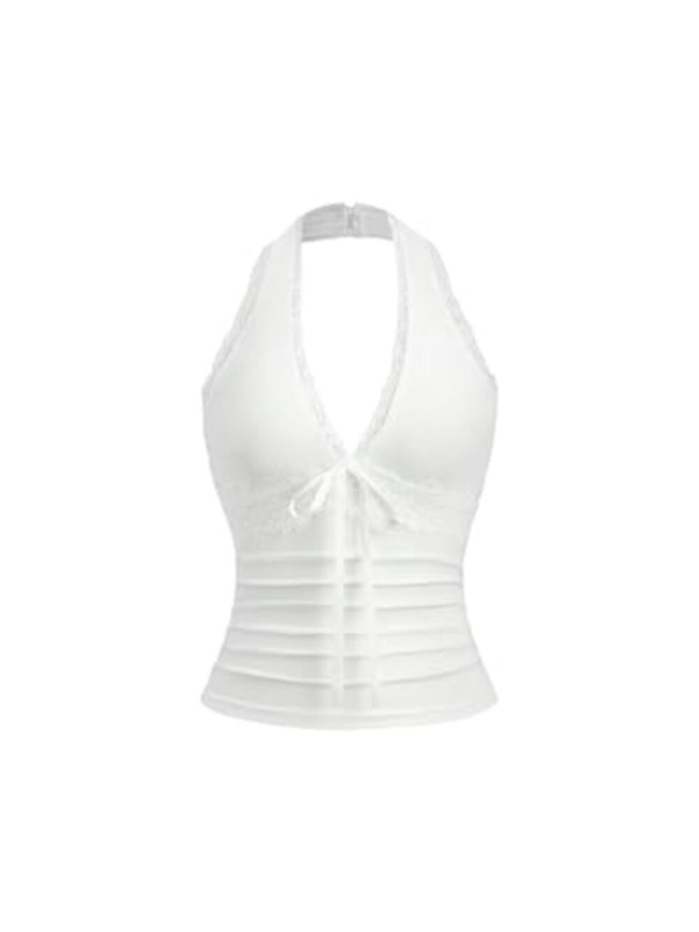 Lace Halter Crop Tank Top Ruched Tie Backless Sleeveless Y2K Going Out Top